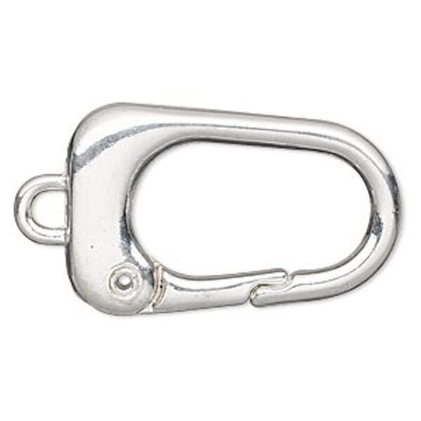 Silver Plated Steel Trapezoid Lobster Clasp Purse Clips, 38x24mm, 2 pcs