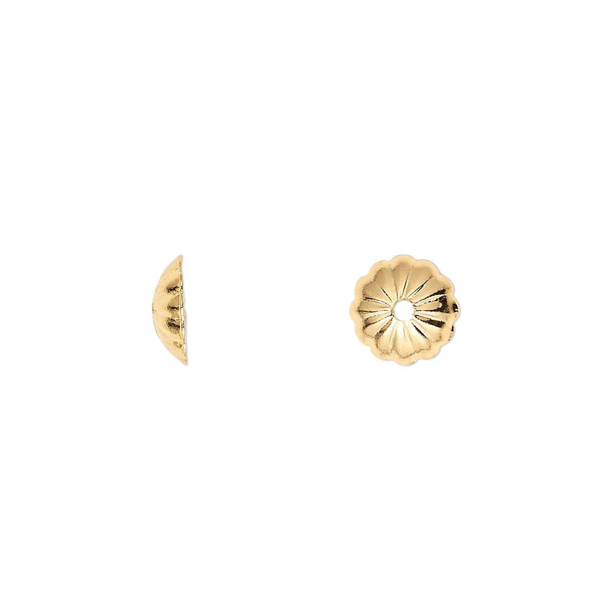 Gold Plated Brass Ribbed Bead Caps 5x2mm for 5-7mm Beads, 1000 pcs