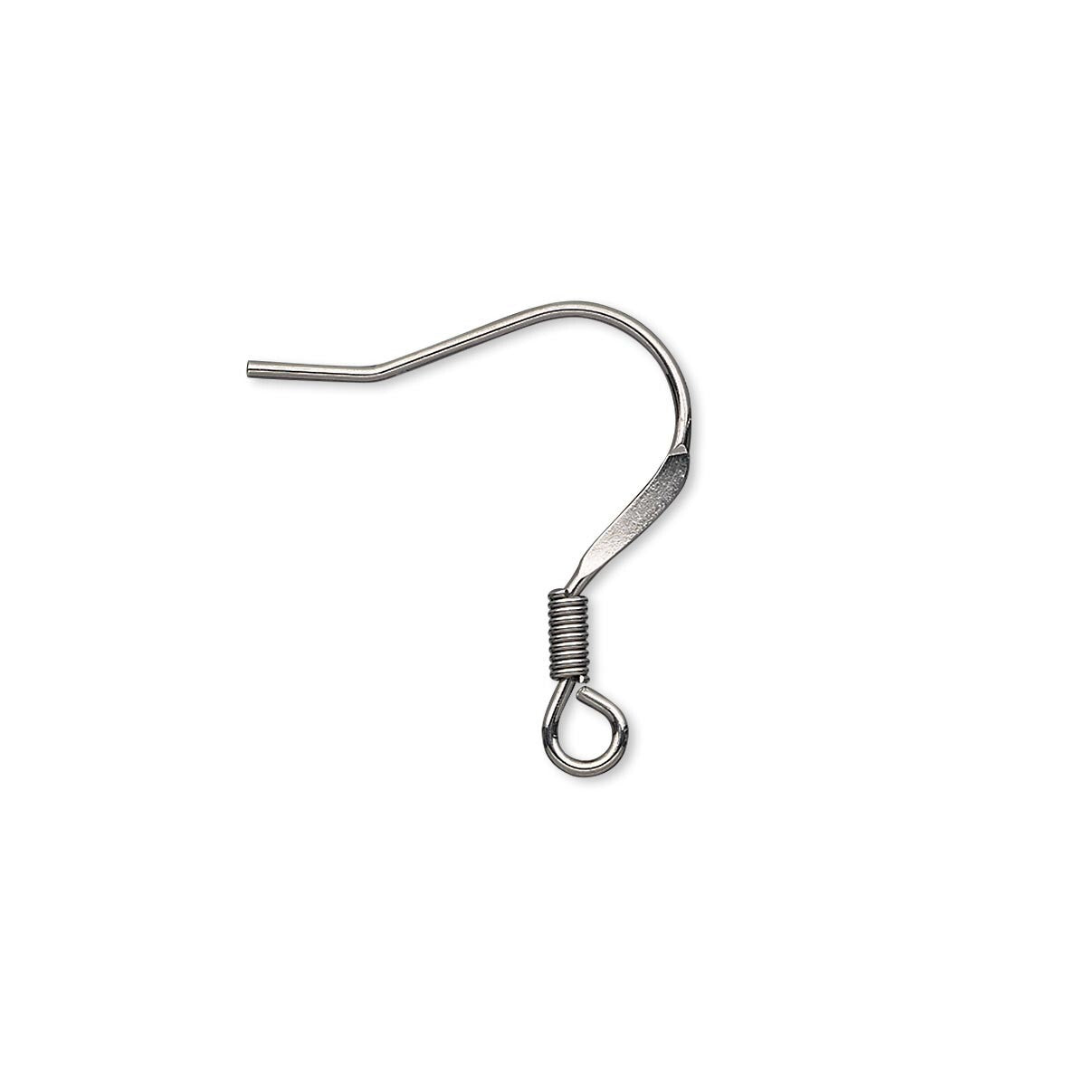 Stainless Steel 316L Fishhook Ear Wires 16mm 21 Gauge 3mm Coil 4mm Loop (100 pc)