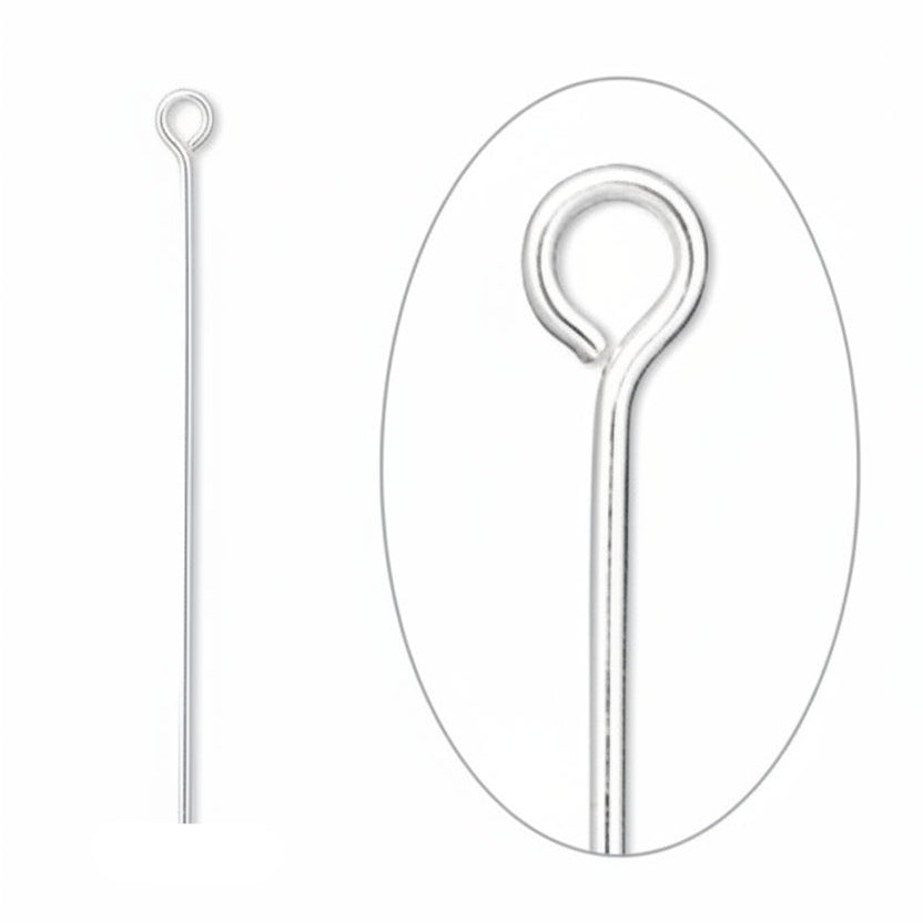 Eye Pins, Silver Plated Brass, 2 inch, 21 Gauge, 144 pcs