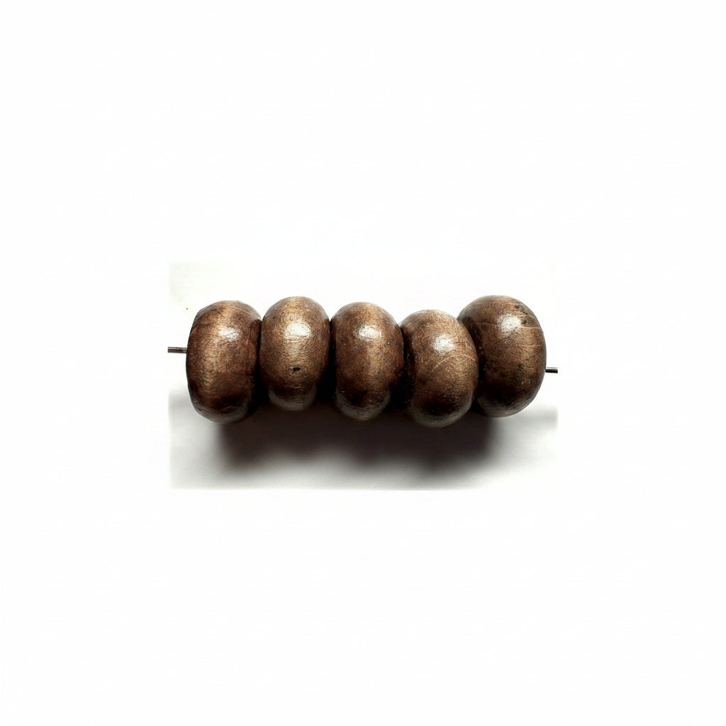Brown Littleleaf Boxwood Hand-Cut Wood Beads 18x10mm – 25 pcs