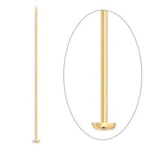 Head Pin, 144 Gold Plated Brass 2" Long 24 Gauge (.020 Inch) Standard Head Pins
