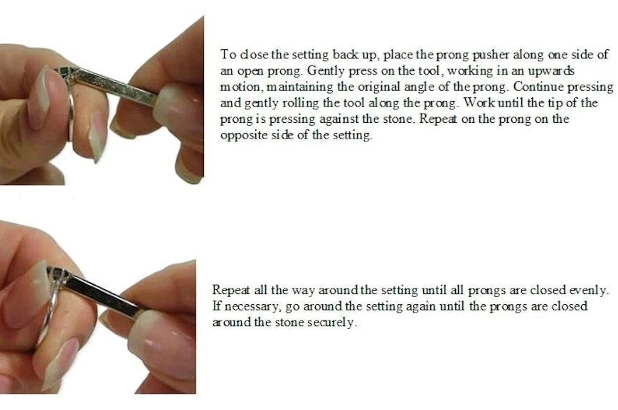 Prong Pusher Tool, Wood Handle, 3-5/8 Inch, 5x3mm Grooved Tip