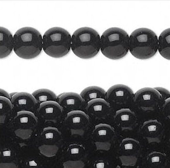 Black Obsidian Round Beads, Natural, 1 Strand – 4mm, 6mm, or 8mm