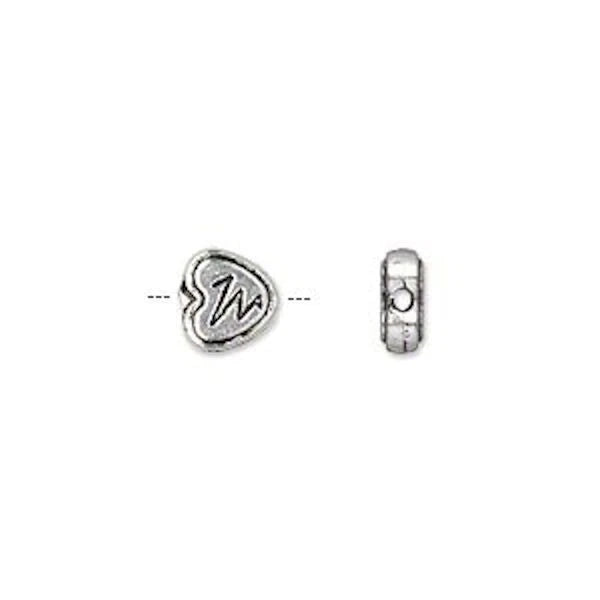 Antiqued Silver Plated Pewter 7x7mm Double Sided Heart Beads, 50 pcs