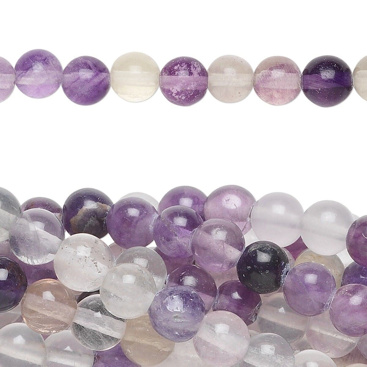 Beads, Rainbow Fluorite (Natural) C Grade 6mm Round, 1 Strand (approx. 67 pcs)
