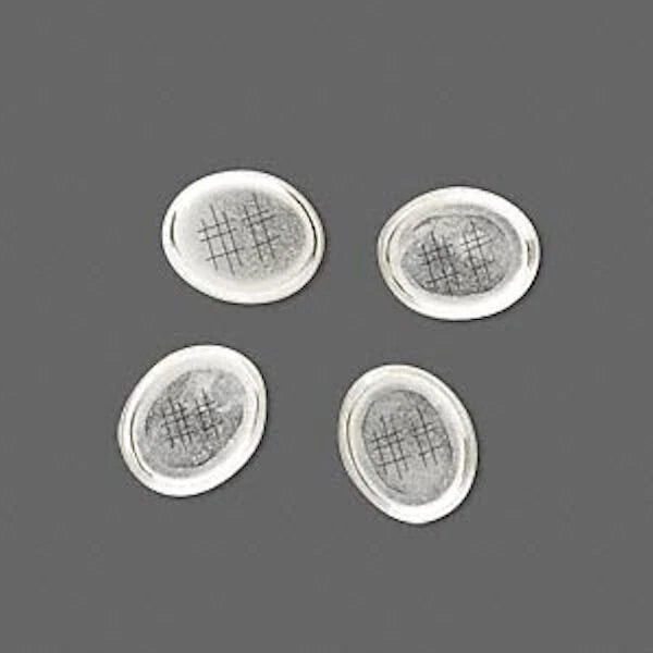 Bezel Cup Setting, Sterling Silver 10x8mm Oval Solid Back, 4 pcs