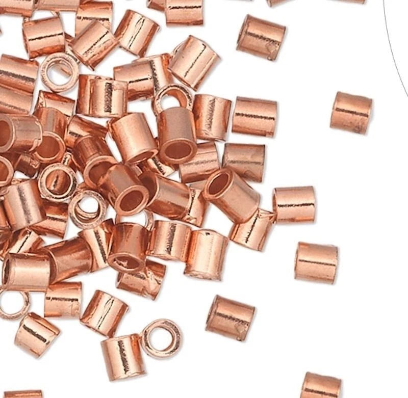 Copper Seamless Crimp Tube Beads, 2x2mm, 100 pcs
