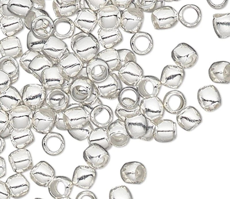 Silver Plated Brass Crimp Beads, 2mm, 100 pcs