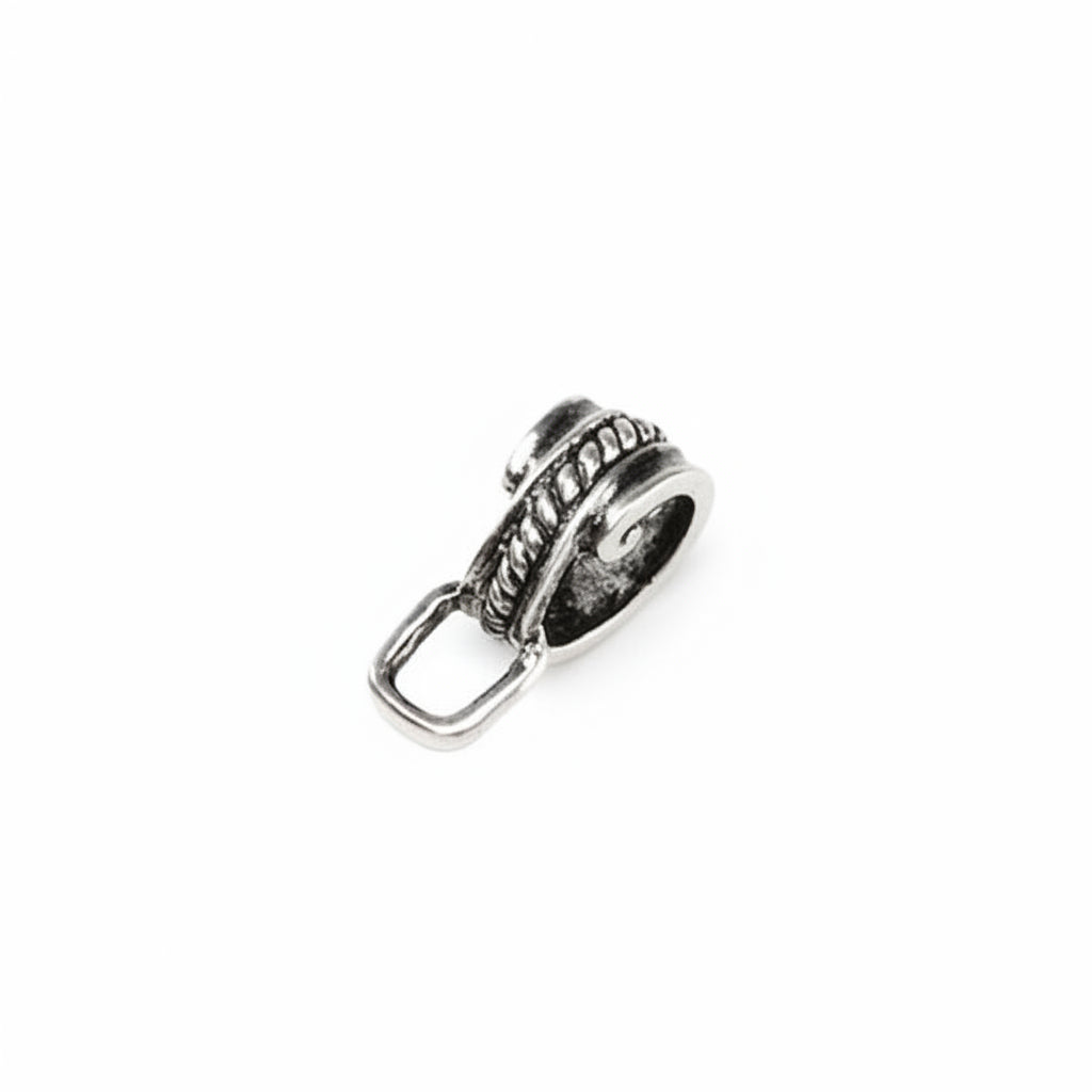 Antiqued Silver Brass Scroll Slide-On Pendant Bails, 12x24mm, 2 pcs