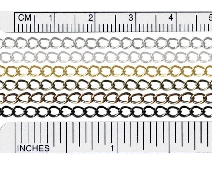 Curb Chain, Gold Plated Brass 2.8x4mm Links, 10m Spool (approx. 32 ft)
