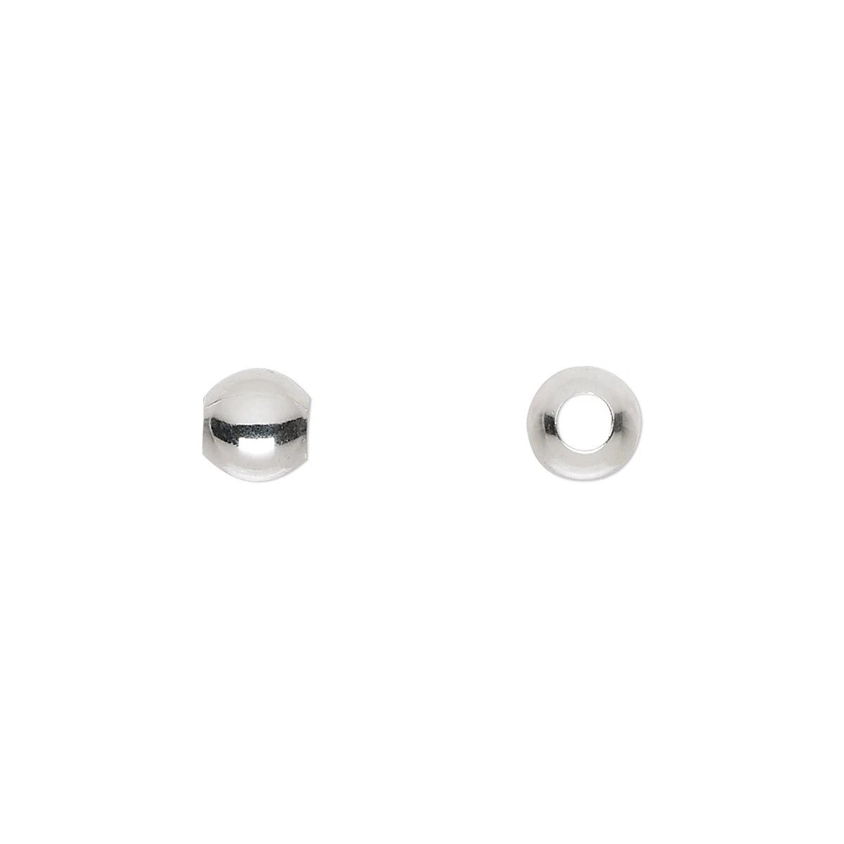 Silver Plated Brass 6mm Smooth Round Beads, Large Hole 3mm