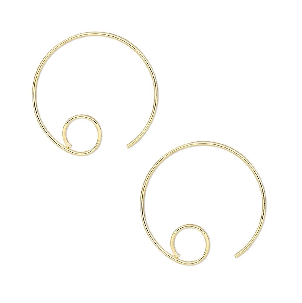 Gold Plated Brass Beading Hoop Ear Wires, 16mm, 22 Gauge, 5mm Open Loop — 10 pcs
