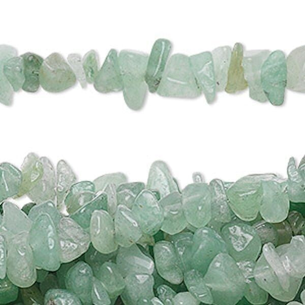 34" Strand Natural Green Aventurine Medium 2-10mm Chip Beads with 0.5-1.5mm Hole