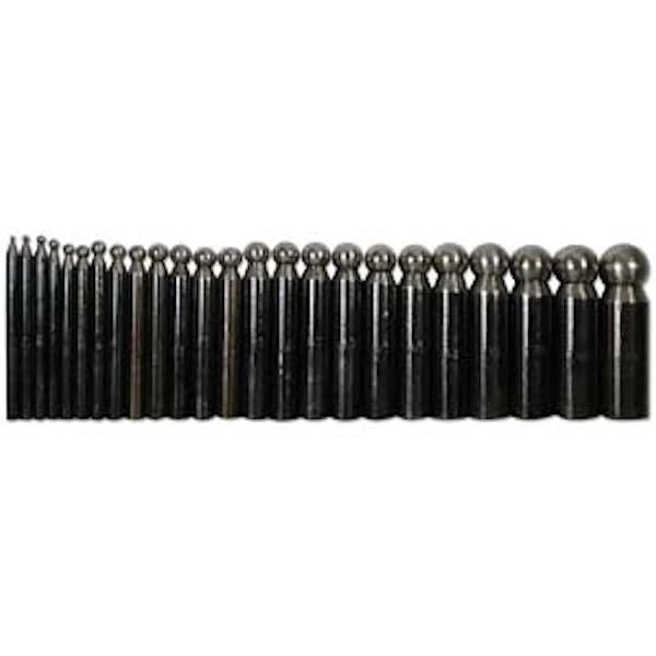 Dapping Punch Set, Polished Steel, 2.3mm–25mm, Set of 24