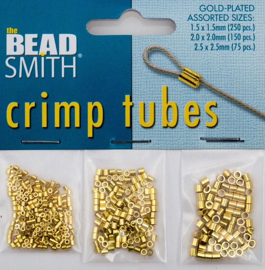 Beadsmith Gold Plated Crimp Tube Assortment, 3 Sizes, 475 pcs