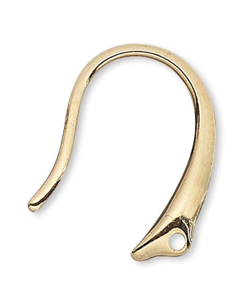 Plated Brass Fancy Fishhook Ear Wires 14mm Closed Loop - 10 pcs