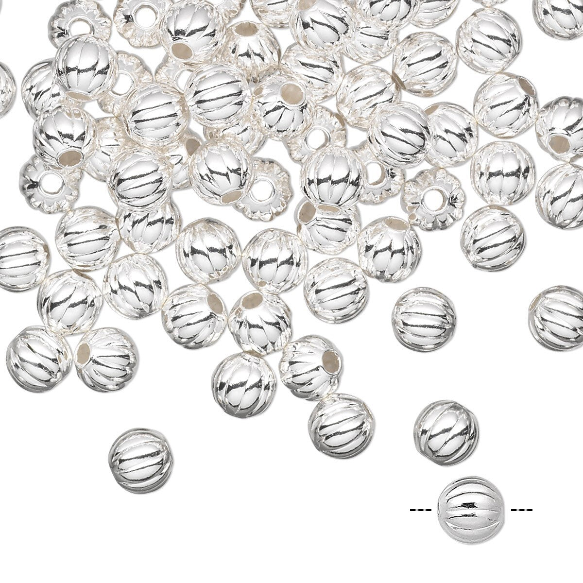 Silver Plated Brass Corrugated Round Spacer Beads 5mm 1.2mm Hole (1000 pc)