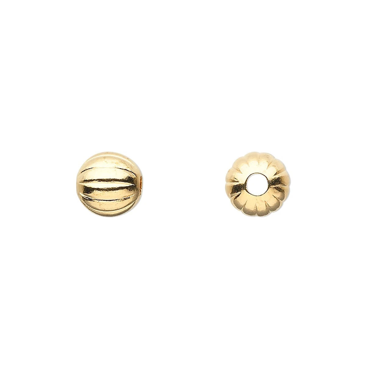 Gold Plated Brass Corrugated Round Beads, 8mm, 10 pcs