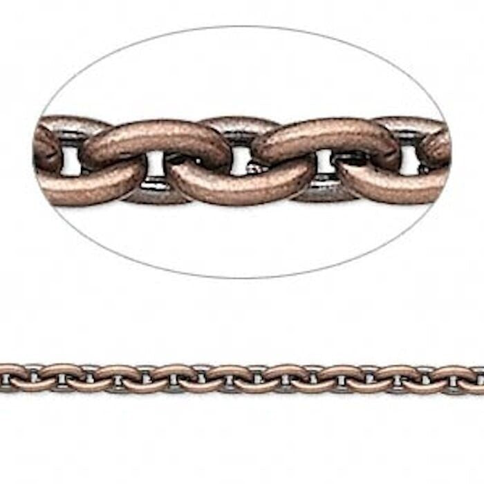 Antiqued Copper Plated Steel Cable Chain, 4.8x3.3mm Links - 5 Feet
