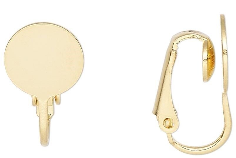 Gold Plated Steel Clip-On Earrings 19mm Hinged with 10mm Pad