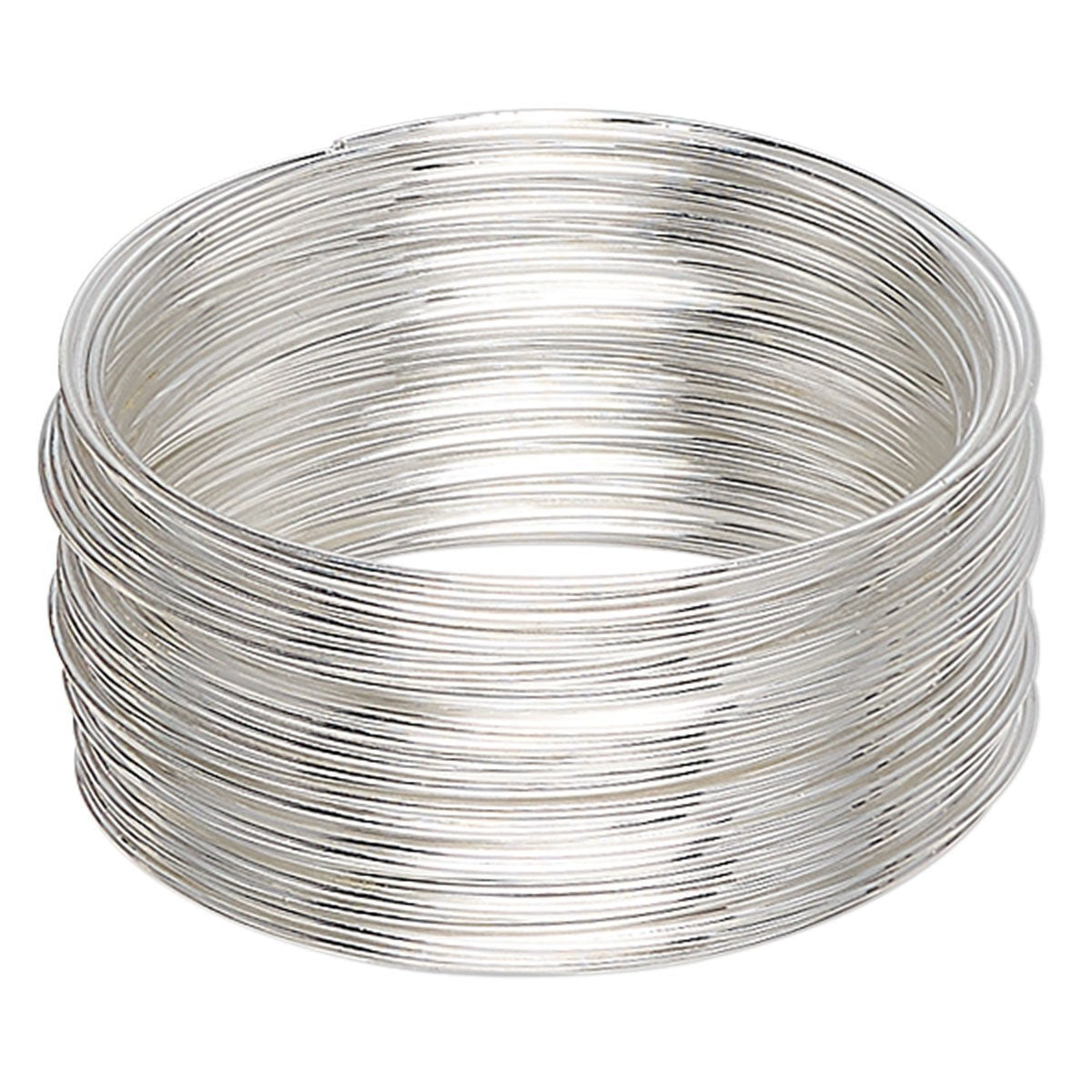 Silver Stainless Steel Memory Wire 2 1/4" Round Bracelets 1oz Package (50Loops)