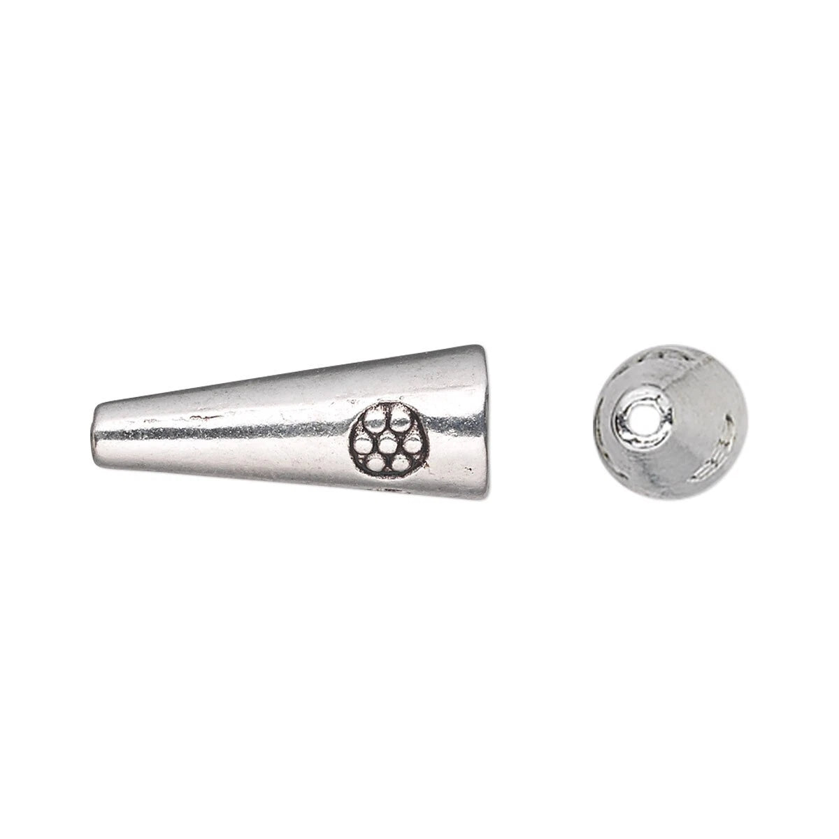 Antiqued Silver Pewter Flower Cord End Cones, 21x8mm, 20 pcs