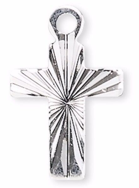 Cross Charms, Diamond-Cut, 9x7mm, Gold or Silver Plated Brass