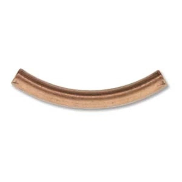 Antiqued Copper Plated Brass Curved Tube Beads, 26x3.2mm, 144 pcs