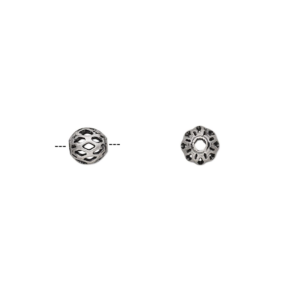 Antiqued Silver Plated Brass Cut-Out Round Spacer Beads 6mm 1.5mm Hole (100 pc)