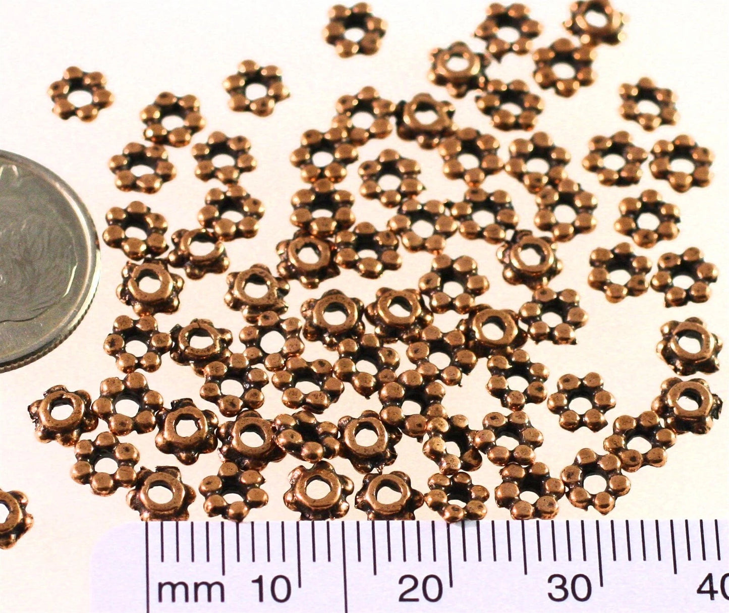 Antiqued Copper Plated Pewter Rondelle Beads, 4.5x1.5mm, 1/4 oz (approx. 60–70 pcs)
