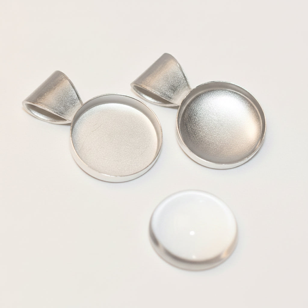 Nunn Design Silver Plated Brass Round Patera Pendant Mounts 13mm – 5 pcs