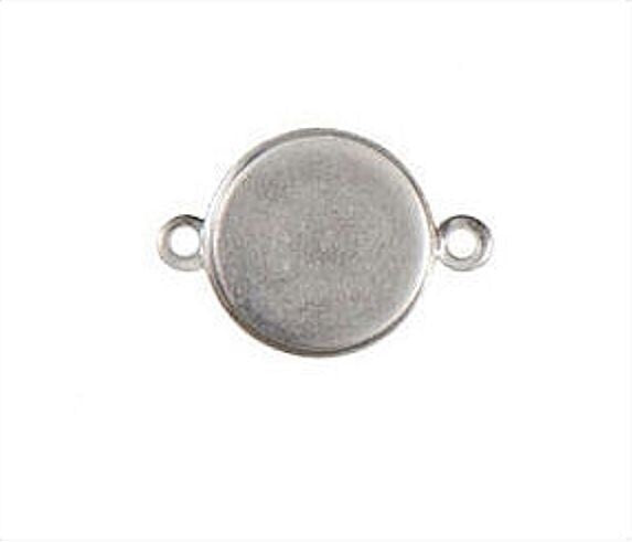 Nunn Design Silver Plated Brass Round Patera Bezel Mount Links, 13mm, 6 pcs