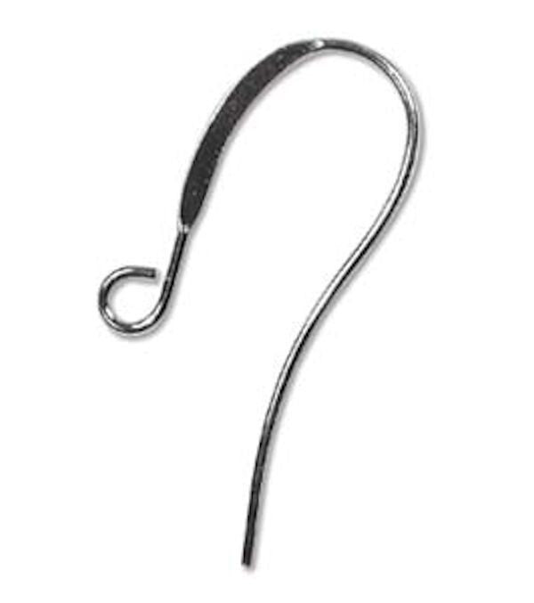 Black Oxide Plated Brass 10x26mm Flattened Fishhook Ear Wires