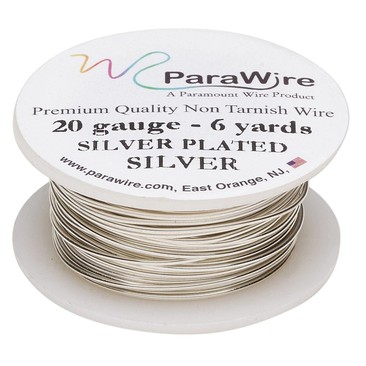 ParaWire Silver Plated Copper Round Wrapping Wire, 20 Gauge (0.81mm), 6 yd