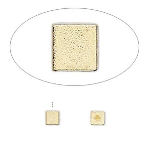 Gold Plated Brass Cube Memory Wire End Beads, 4x4mm, 12 pcs