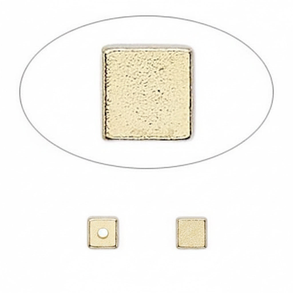 Gold Plated Brass Cube Memory Wire End Beads, 4x4mm, 12 pcs