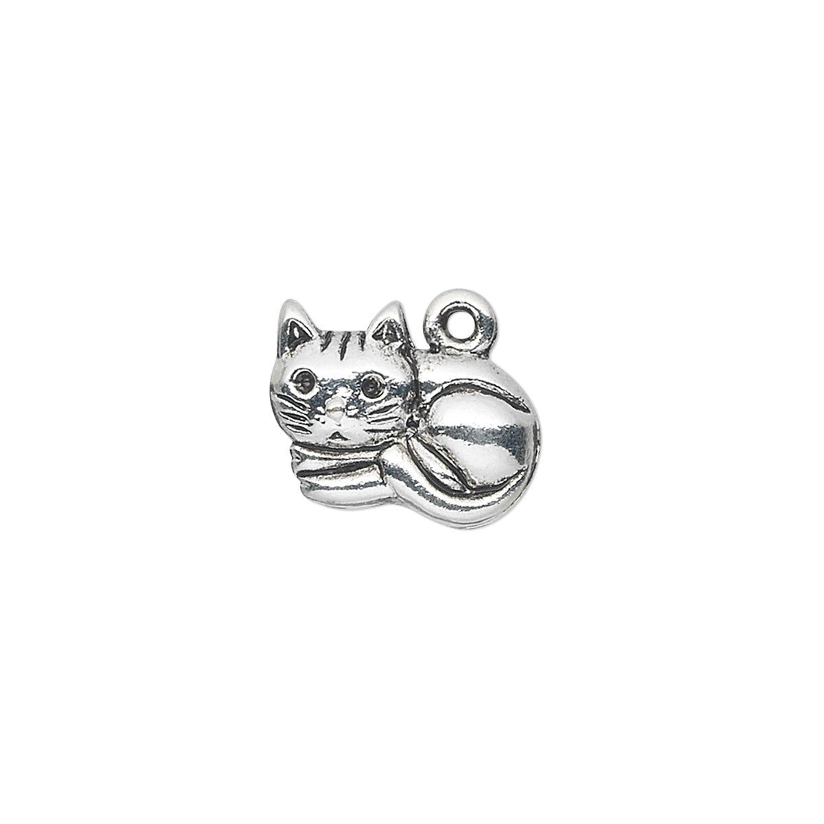 Antiqued Silver Plated Pewter Curled Up Kitty Cat Charms 15x12mm – 10 pcs