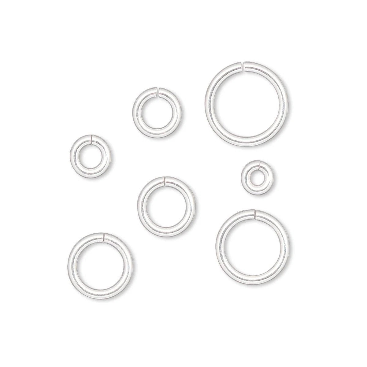 Sterling Silver-Filled Round Jump Ring Mix, 4-10mm, 16-20 Gauge, 5g