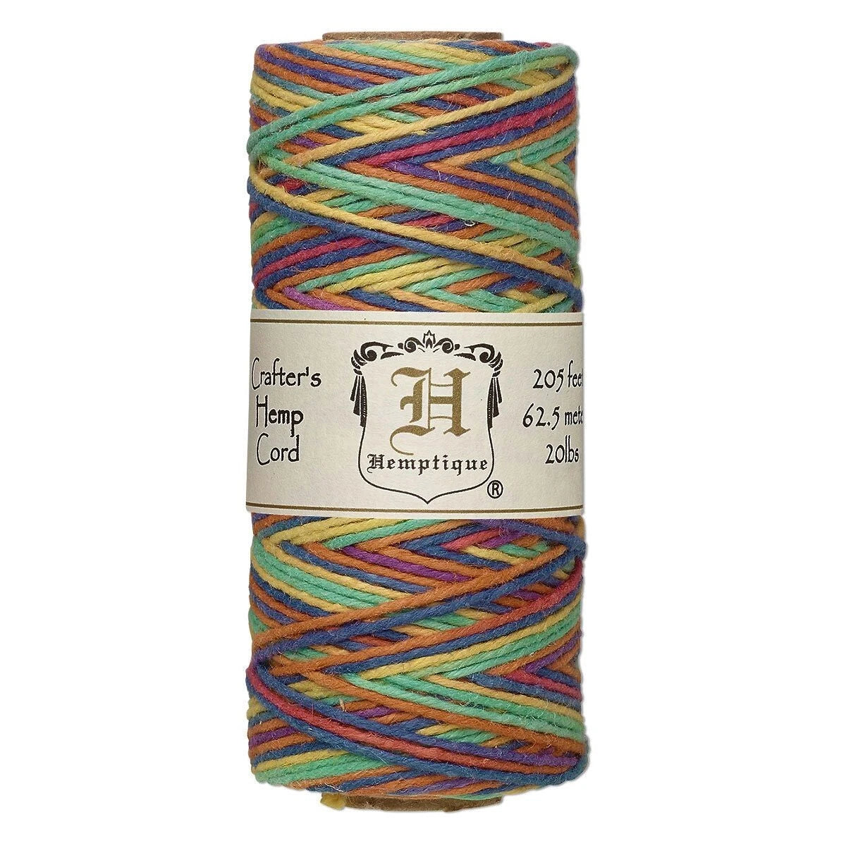 Hemptique Multicolor Polished Hemp Cord, 1mm, 205 Feet - 1 Spool