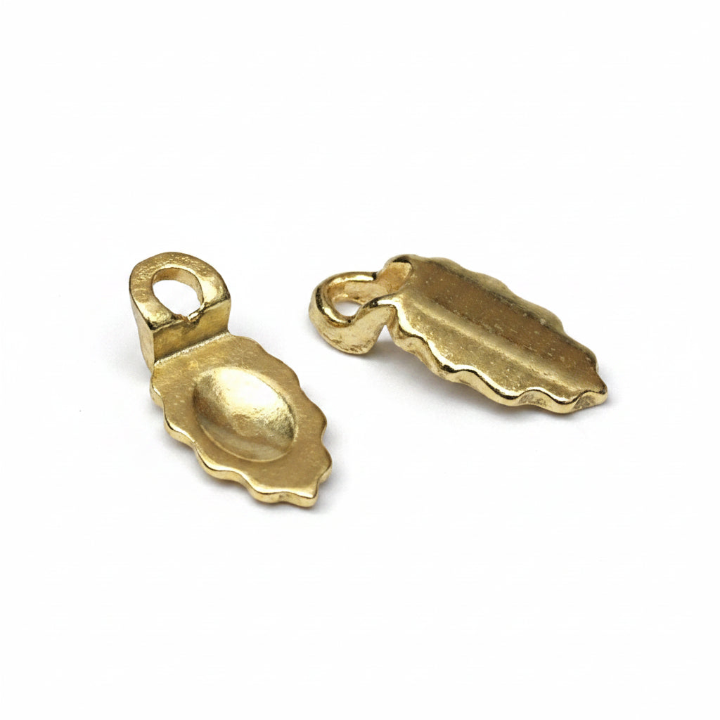 Aanraku Small 18KT Gold Plated Glue-On Leaf Bail, 13x6.5mm, 6 pcs