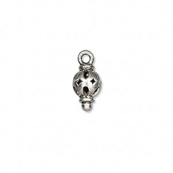 Antiqued Sterling Silver 3D Filigree Teardrop Charms, 15x7mm, 4 pcs
