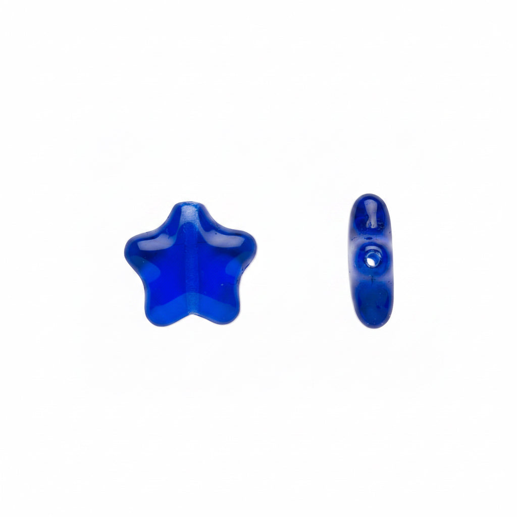 2 blue star beads