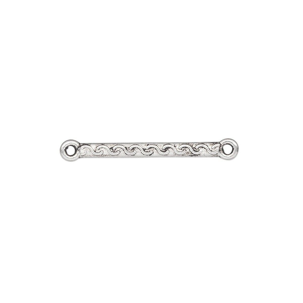 Antiqued Pewter Double-Sided Bar Link Connectors 21x2mm, 100 pcs