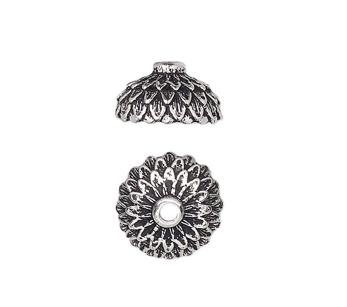 Antiqued Silver Pewter Acorn Bead Caps 9.5mm, Pkg of 2