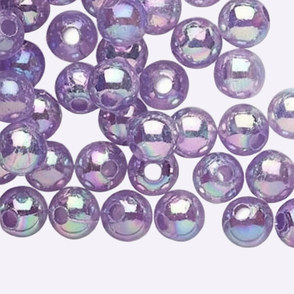 Acrylic Aurora Borealis Violet Round Beads 8mm – 200g (Approx 800-900 pcs)