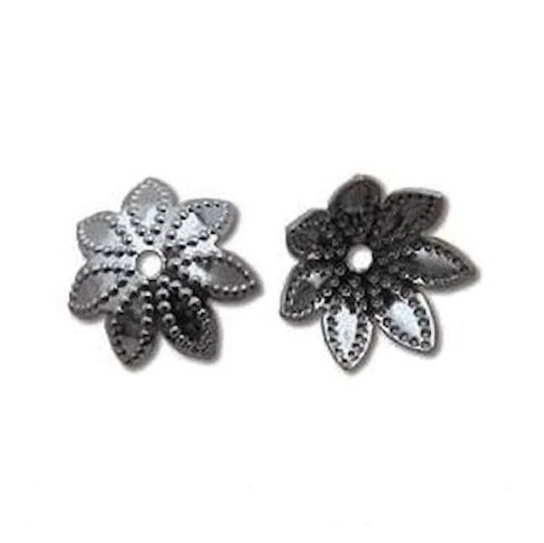 Black Oxide Star Flower Bead Caps, 9x3mm, 144 pcs