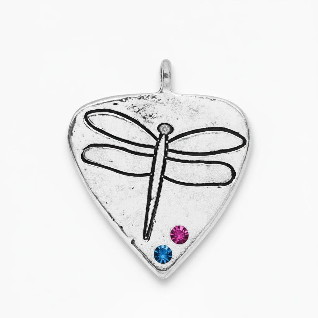 Antiqued Silver Pewter Dragonfly Teardrop Charms, 26x24mm - 6 pcs