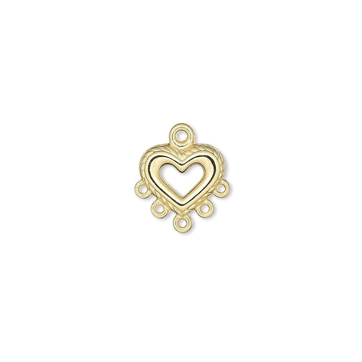Gold Plated Pewter 10x9mm Heart Chandelier Connector with 5 Loops, 10 pcs