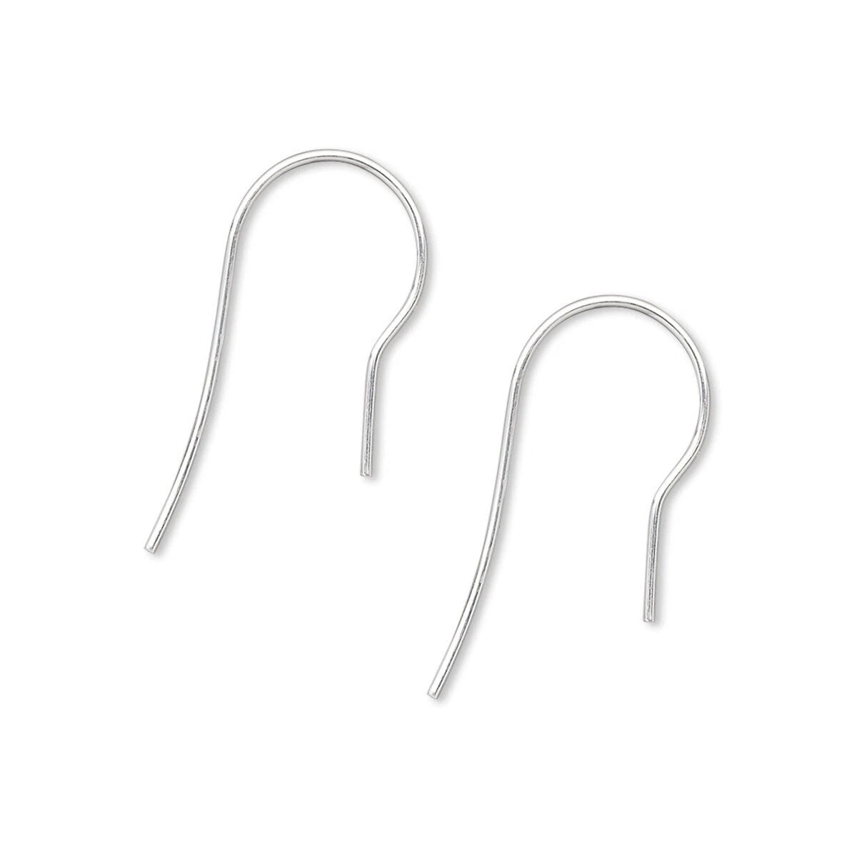 Silver Plated Brass Fishhook Ear Wires 23mm with 6mm Shank, 100 pcs